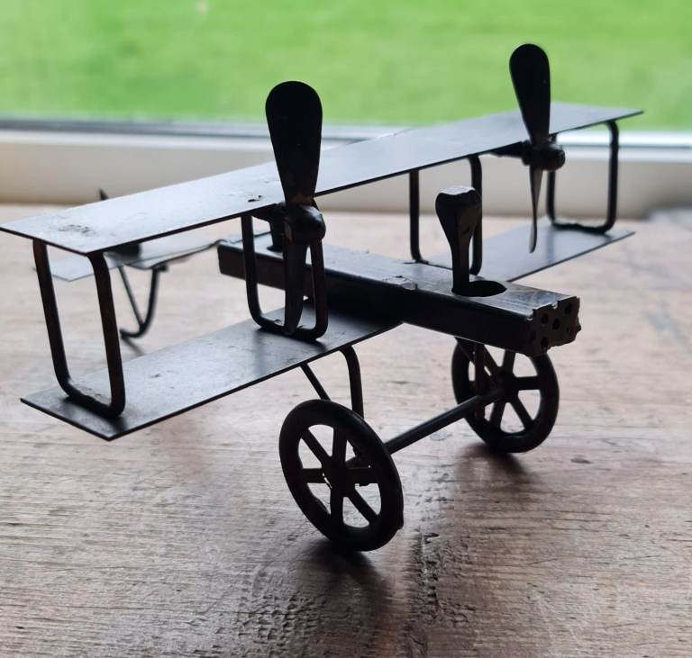 Vintage Millatary WW1 RAF Metal Bi-plane