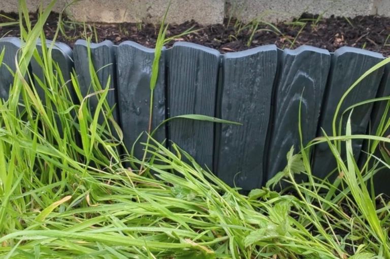 Grey Garden Lawn Edging - Flexible Wood Effect Plastic