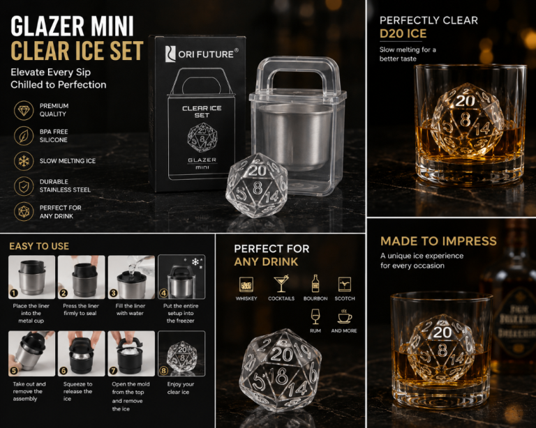 ORI FUTURE Glazer Mini Clear Ice Set - D20 Dice Shape Ice Mold