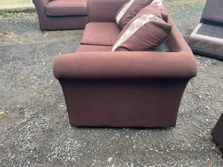 Brown and cream 2+2 sofa bed