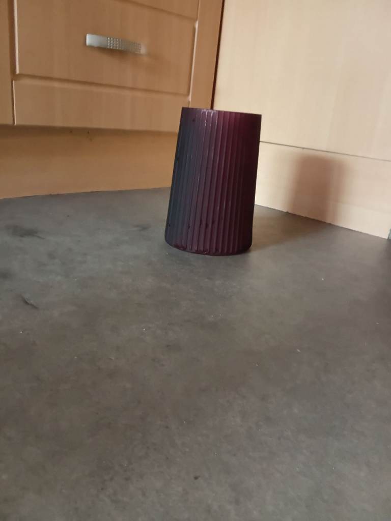 Purple Ribbed Candle Holder or vase