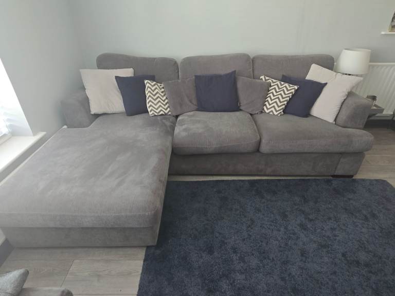 DFS Freya - Grey Corner Sofa, Armchair & Storage Footstool - *See Ad for Removal Costs*