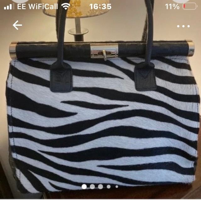 Zebra Print Handbag – Black and White, Good Condition