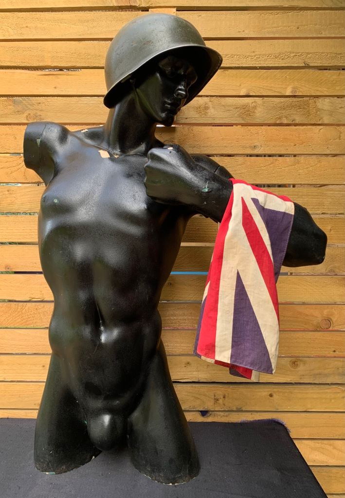 image for SOLD Vintage Male Mannequin Fibre Glass Retails Shop Window Display Life size Figure in Black 1980s