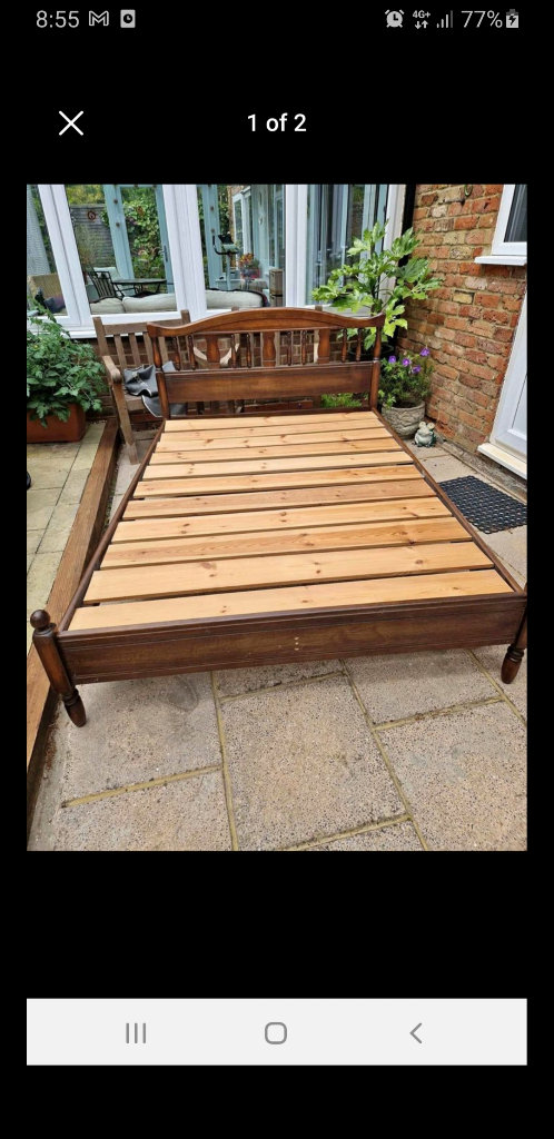 Dark wood double bed frame 