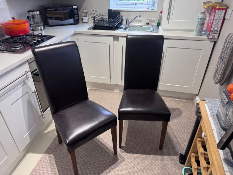 6 x Next leather dining room chairs 