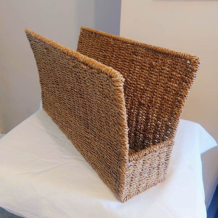 Vintage Seagrass Weave Magazine Rack 