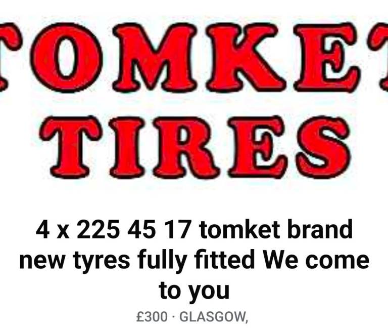 4 x 225 45 17 tomkets brand new tyres mobile tyre fitting 
