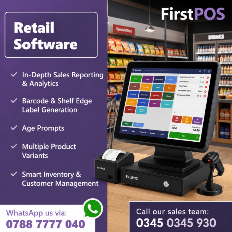 FirstPOS Retail POS System - Cash Register, Printer, Scanner