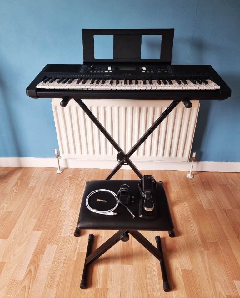 Yamaha PSR-E363 Keyboard + Stand + Stool + Sustain Pedal + PSU – Complete Package