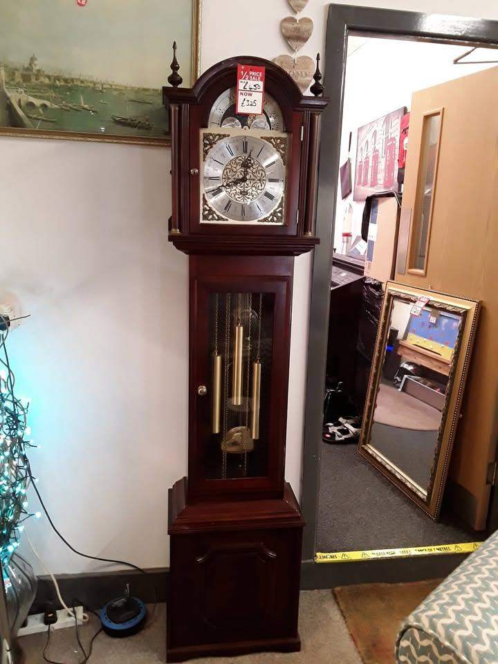 Fenclocks Suffolk mahogany grandfather clock Low Cost Moves 2nd Hand Furniture STALYBRIDGE SK15 3DN