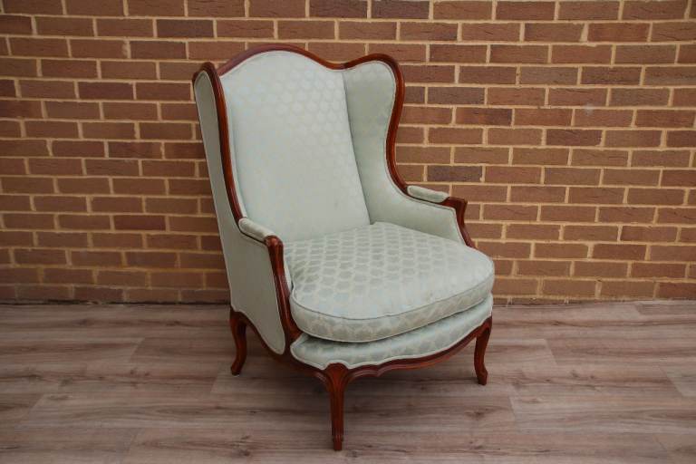 Wesley Barrell French Wingback Armchair with Footstool (UK Delivery)