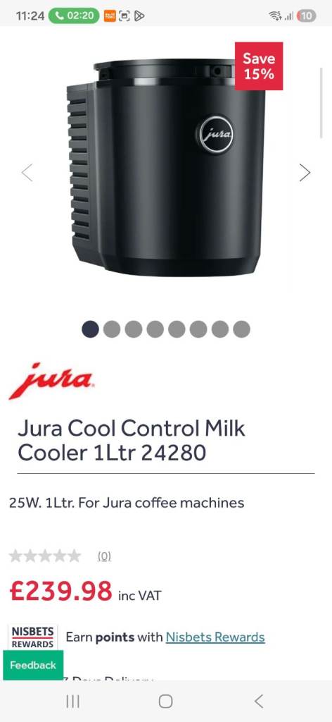 Coffee machine and milk cooler 