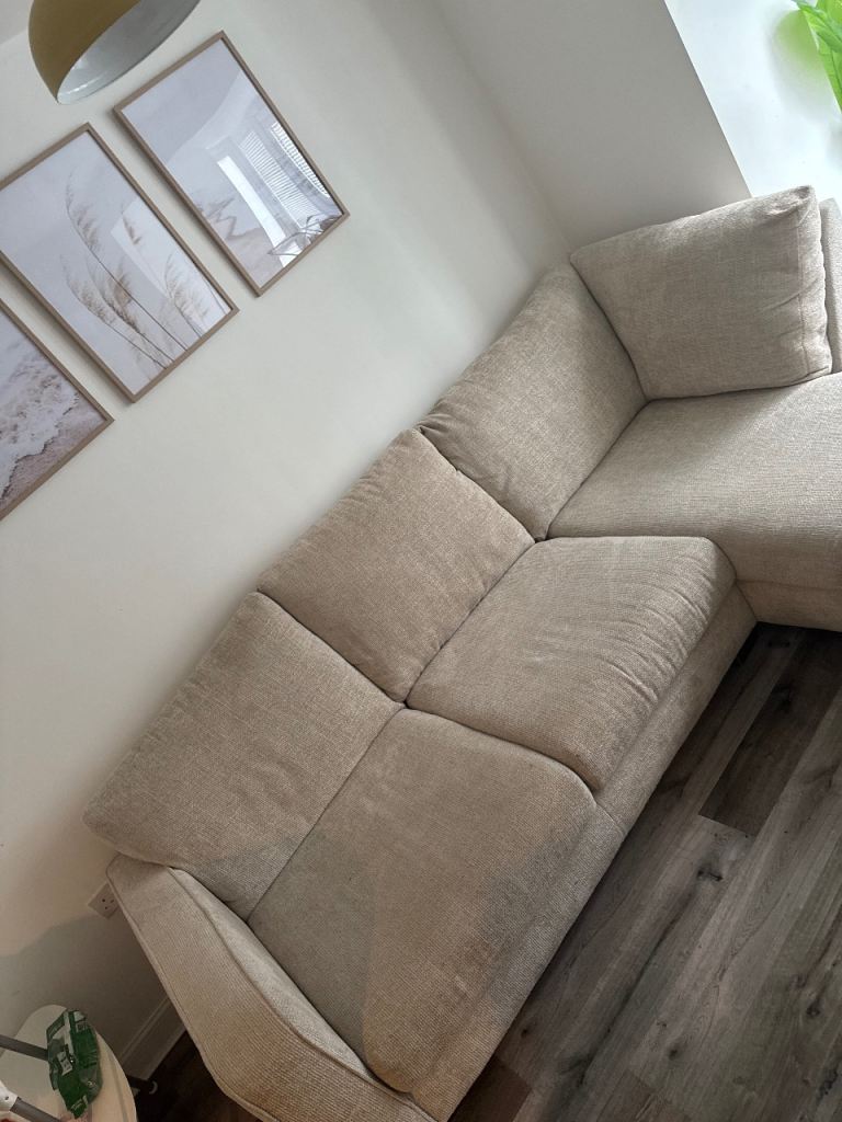 Dunelm Carson Chunky Chenille Right Hand Facing Corner Sofa - White Sand - £500 Ono