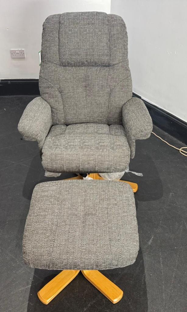 DFS Capri Grey Swivel Recliner Chair & Footstool  New  £250 Free Local Delivery