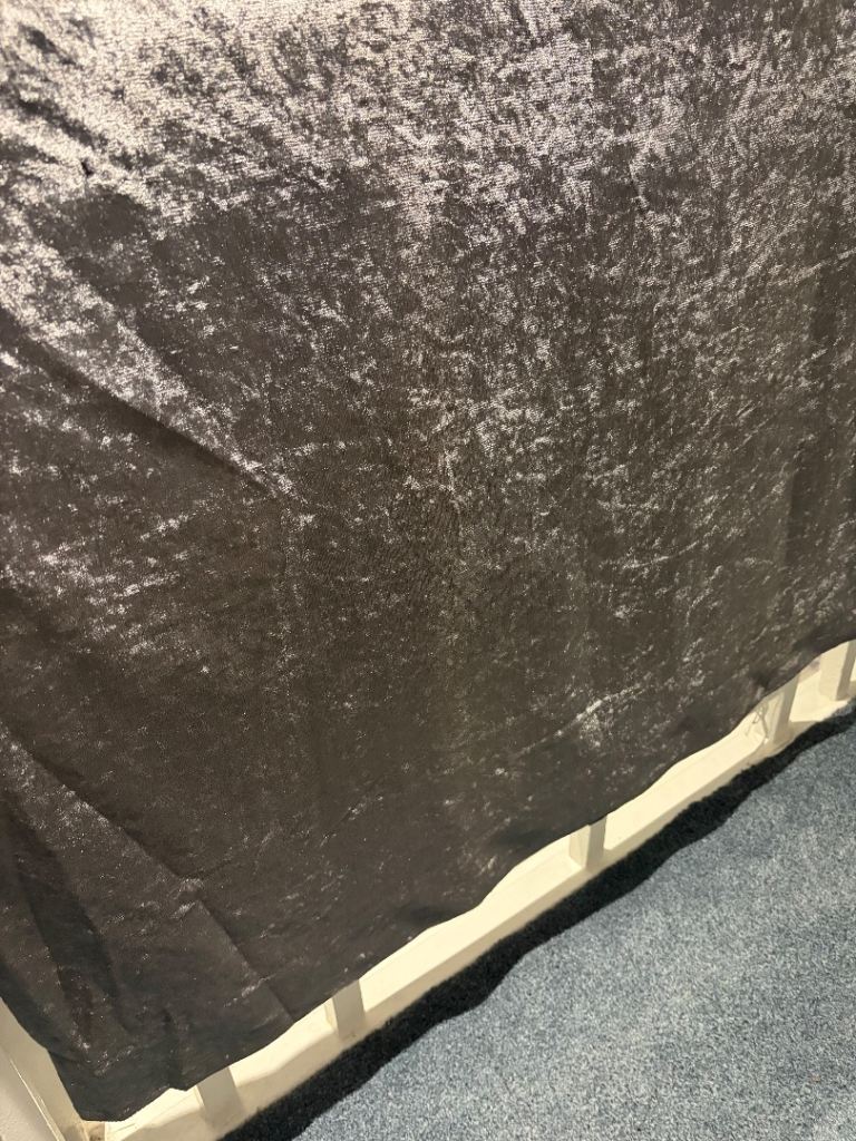 Velvet curtains dark grey pencil pleat heading 90”x90”