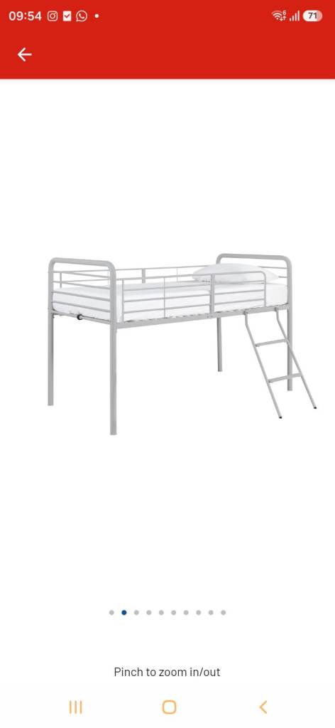 Kids Metal High Sleeper Bed Frame – Grey