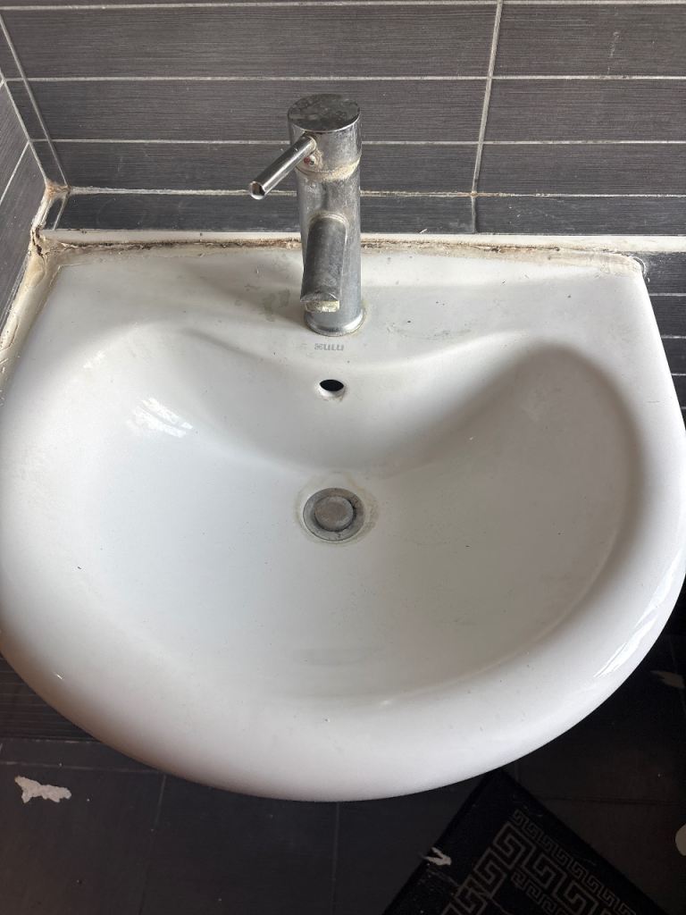 White Ceramic Bathroom Sink with Tap fully functional 