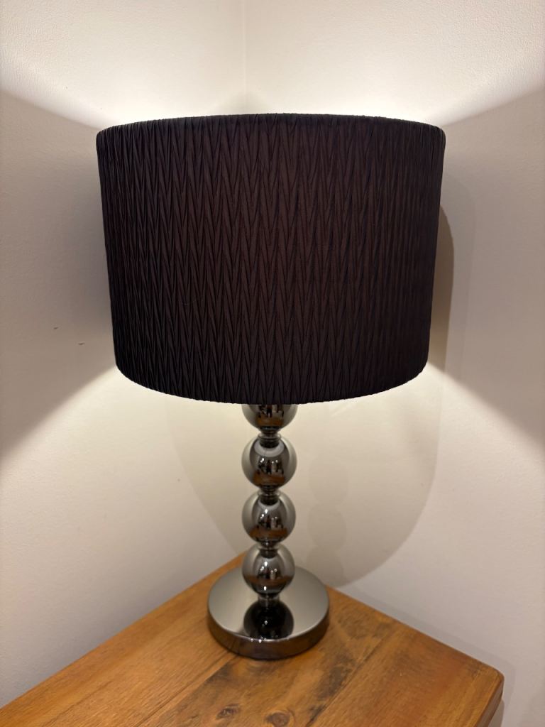 Black Shade Table Lamp with Chrome Ball Base