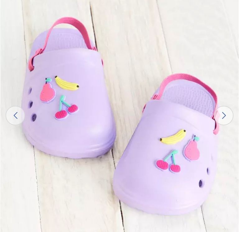 Lilac Fruit Badge Ankle Strap Clogs 3-6 months