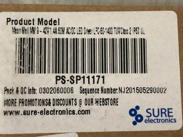 LED Power Supply - Meanwell LPC-60-1400 Constant Current LED Power ...
