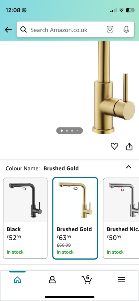 Mixer tap in gold 