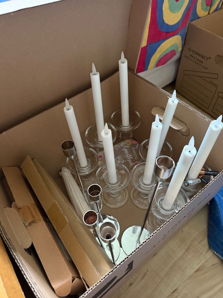 Job Lot: Glass Candle Holders and LED Candles – Good Condition