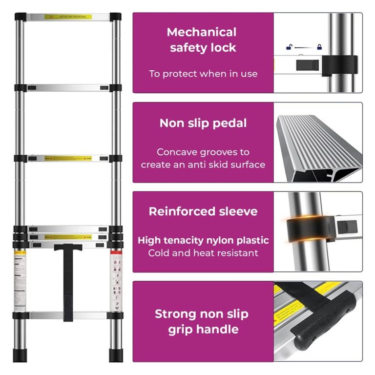  3.2M /Extendable Portable Foldable Telescopic Ladder | Silver 