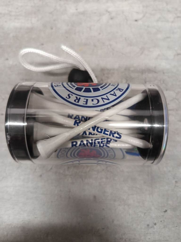 Glasgow Rangers golf tee holder with tees, genuine merchandise
