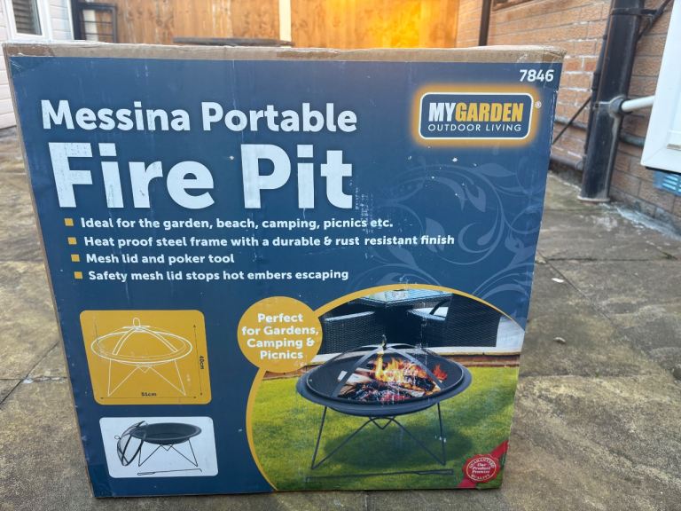 BRAND NEW MyGarden Messina Portable Fire Pit & BBQ Grill | 51cm
