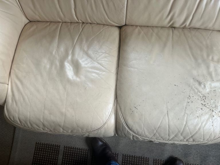 Cream Leather Sofa – usable 