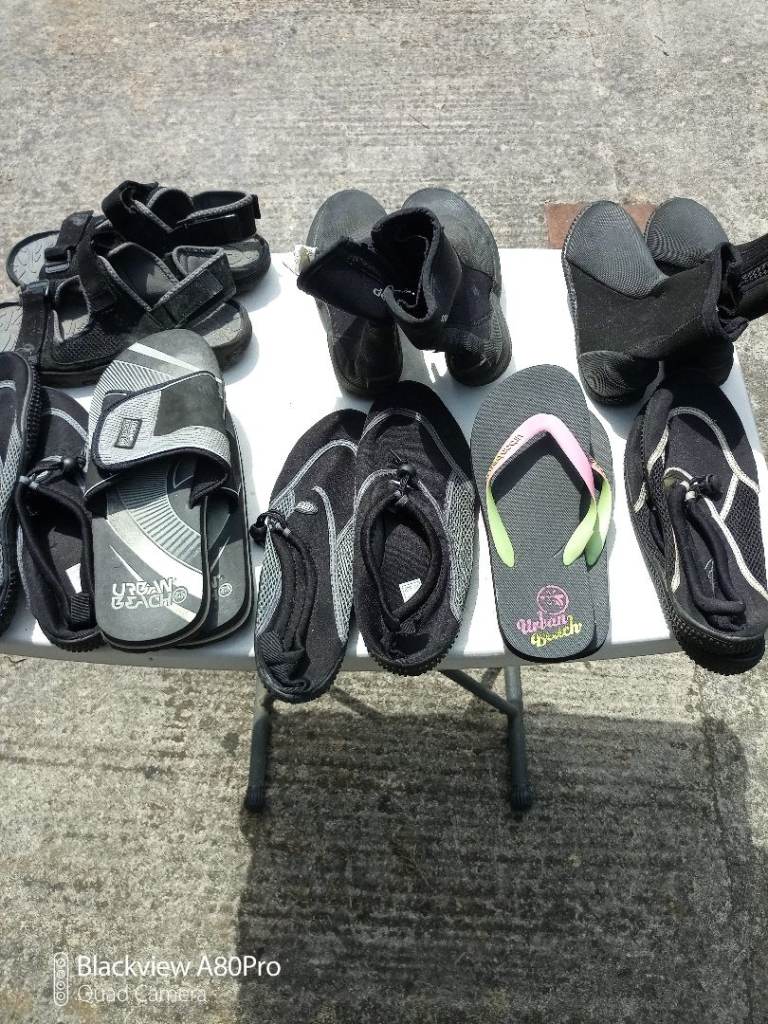 Selection of Wet Suit shoes plus Beach Shoes and Sandals – Good Condition