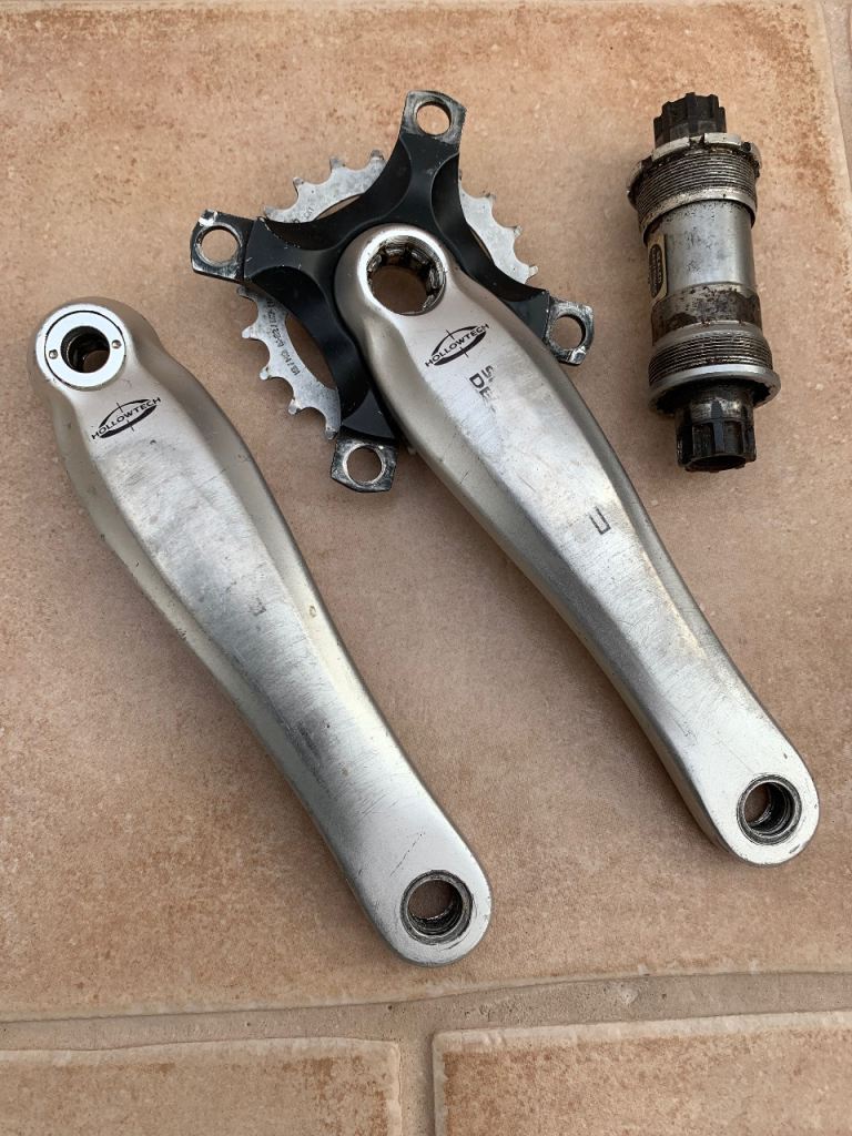Retro Shimano Deore Hollowtech Bicycle Crank Arms & Small Cog