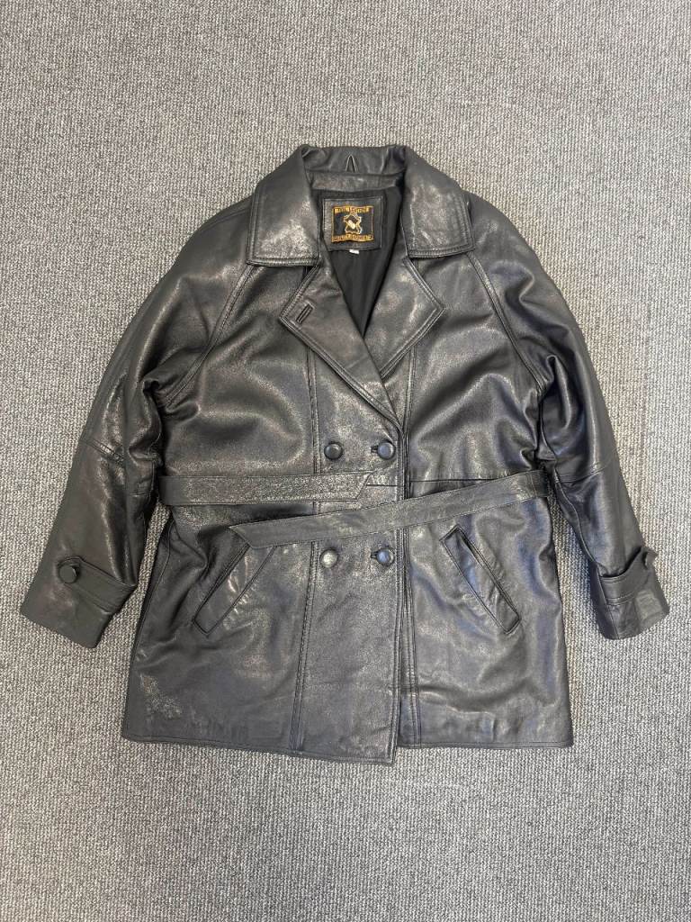 Ladies SIP Genuine Leather Jacket – Black/Brown – Size Large – Belted Waist – Real Leather