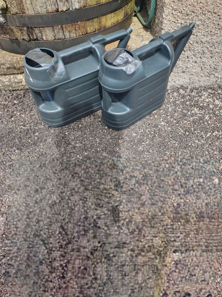 Pair of Grey Plastic Watering Cans - Good Condition