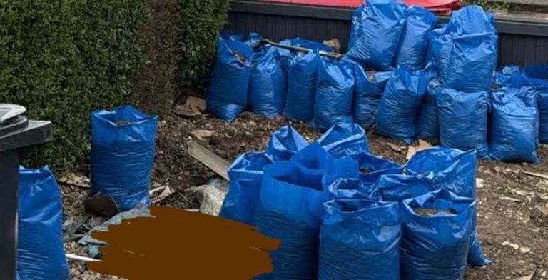 Large Blue Rubbish Sacks Full of Garden Waste