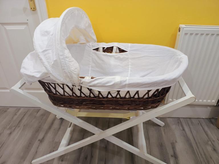 Moses basket, stand and mattress
