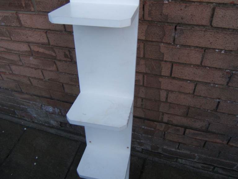 Vertical Shelves in White, Mini Shelves, Display Shelves, Wall Mount, Fair Condition (been repaired)