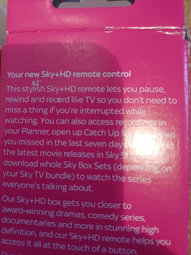 Sky +HD remote
