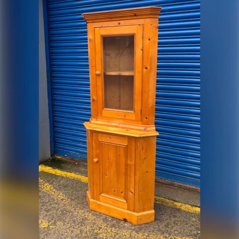 Vintage Glazed Pine Corner Cabinet £58