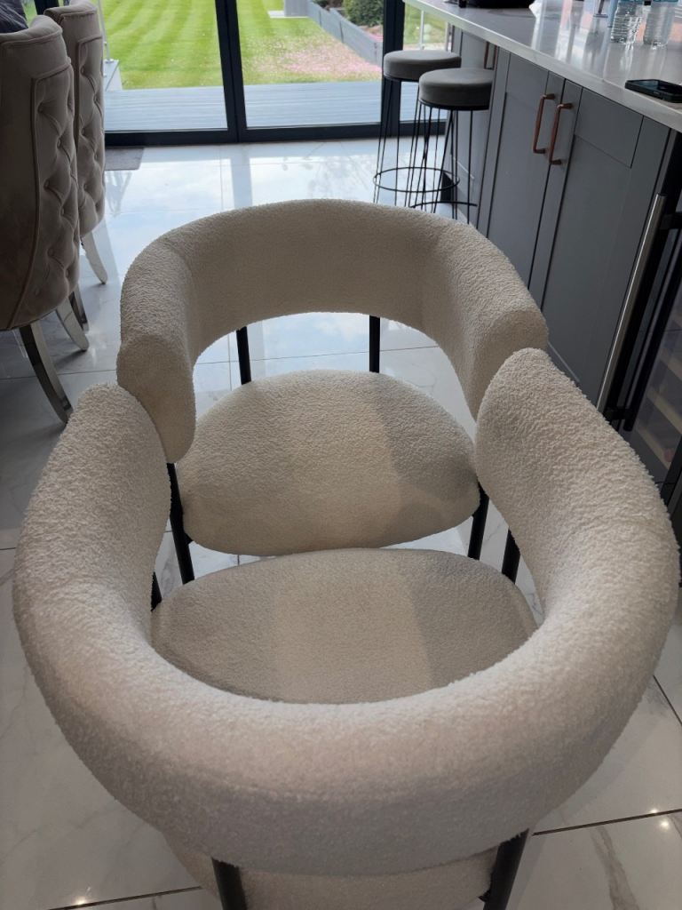 Boucle dining chairs x 2 