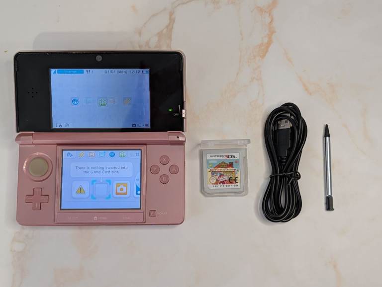 Nintendo 3DS Handheld Game Console Pink With, Stylus, Charger Cable & Game