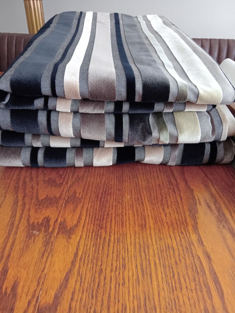 Next Signature Velvet Stripe Curtains - 2 Pairs