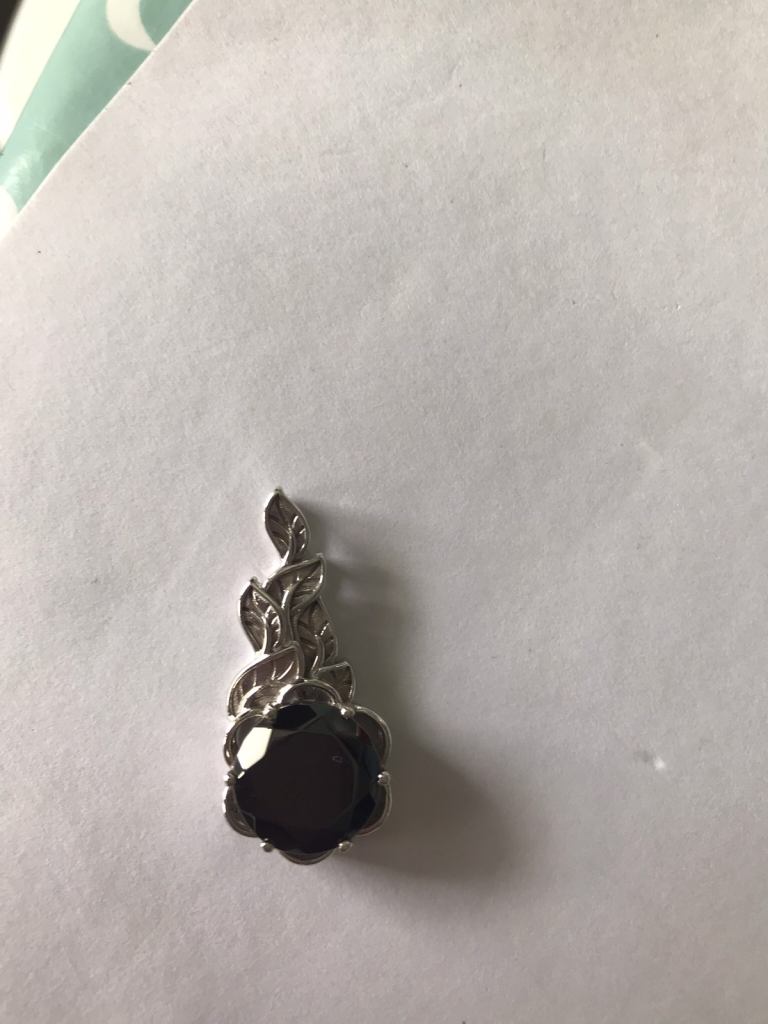 Black stone (Shungite) silver pendant