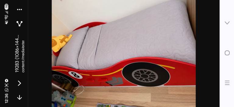 Toddler Race car bed with new mattress