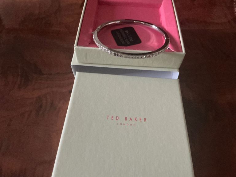 Ted Baker Silver Bangle Bracelet with Crystals –  Brand New