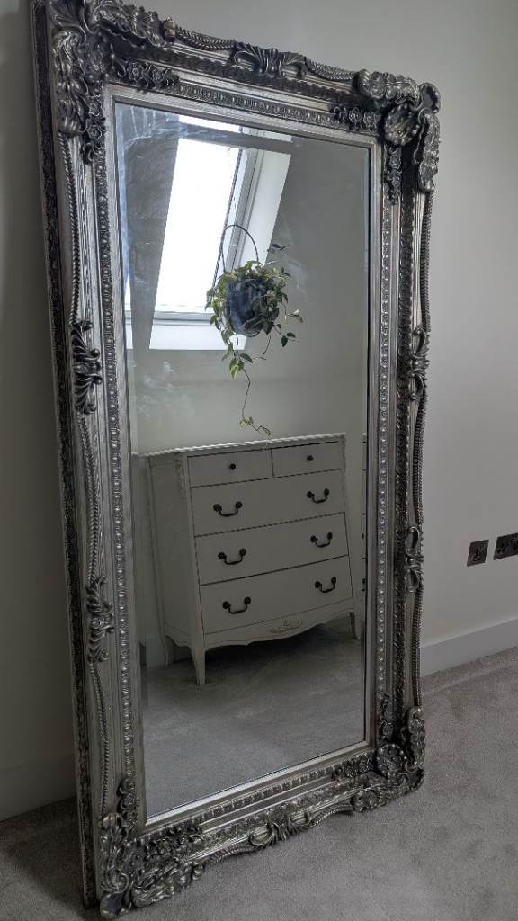 Large Ornate Silver Wall Mirror – Great Condition