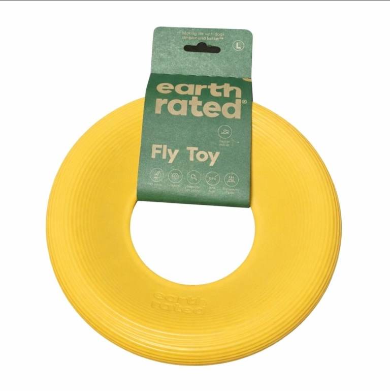 Brand new Earth Rated Fly Dog Toy in bright yellow – size Large.