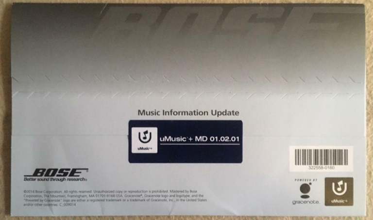 BOSE uMusic FIRMWARE UPDATE DISC FOR LIFESTYLE STSTEMS