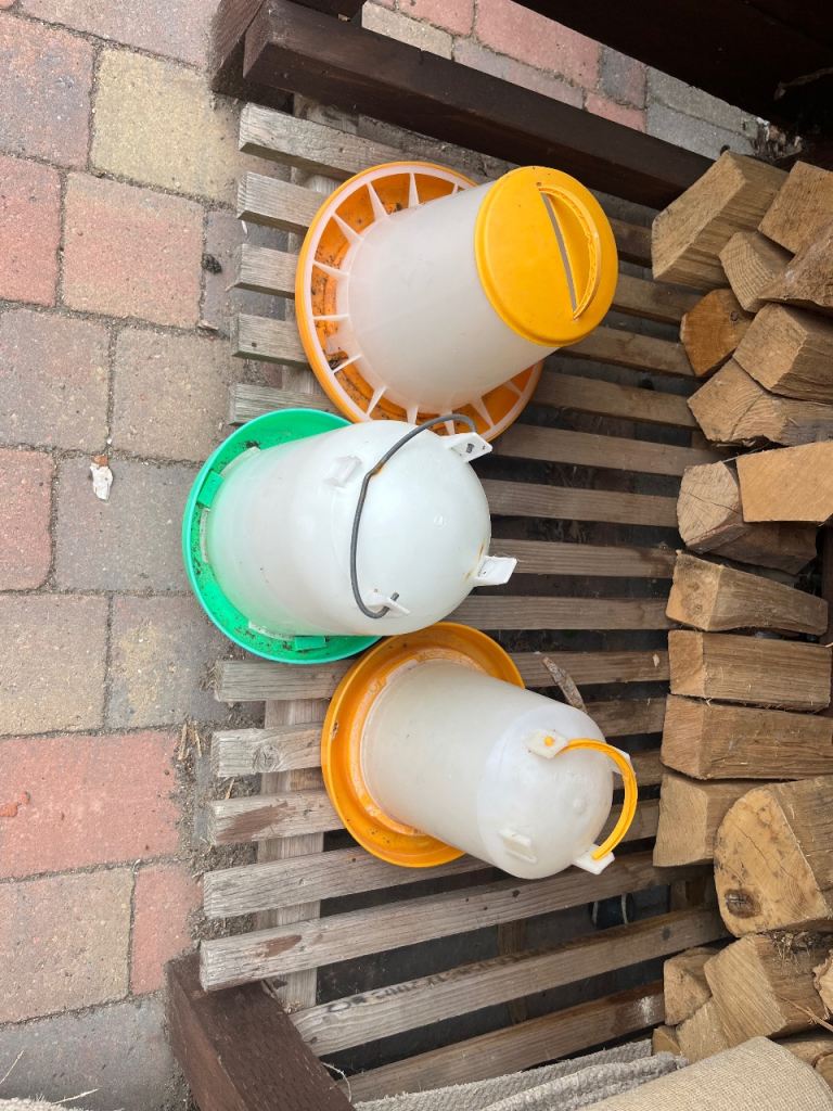 Three Plastic Feeders/Waterers for Poultry or Small Animals